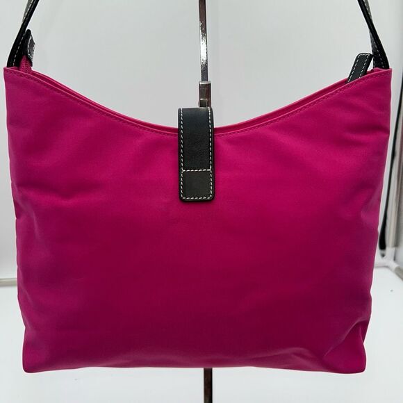 Ralph‎ Lauren Hot Pink Thick Nylon And Leather Shoulder Bag - Picture 4 of 13